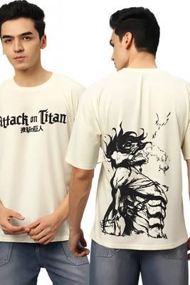 Crazybee - CB Graphic Print Men Round Neck Beige T-Shirt