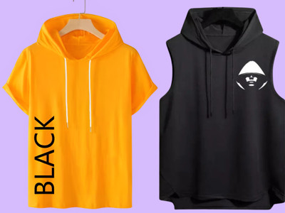 Zxomillo Printed Men Hooded Neck Black T-Shirt