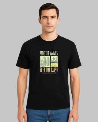 DRIPTHREAD Printed Men Round Neck Black T-Shirt