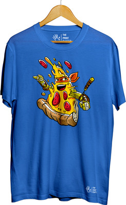THE PRINT PLATTER Graphic Print Men Round Neck Blue T-Shirt