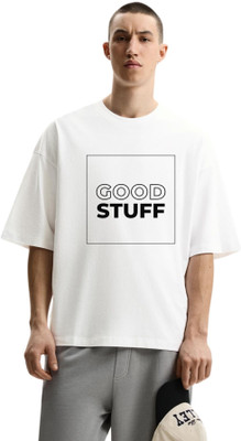 fashnobic Self Design Men Round Neck White T-Shirt