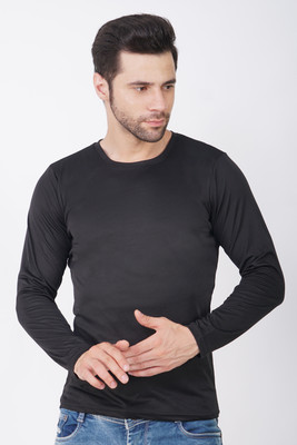 KASPY Solid Men Round Neck Black T-Shirt