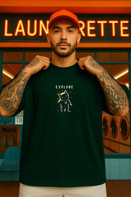 CULISH Printed Men Round Neck Green T-Shirt