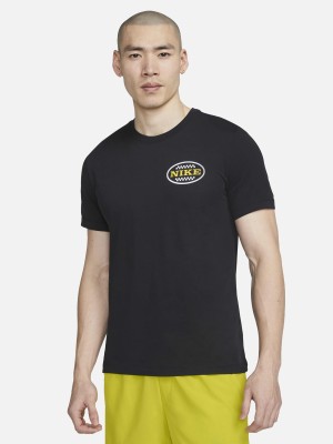 NIKE Solid Men Round Neck Black T-Shirt