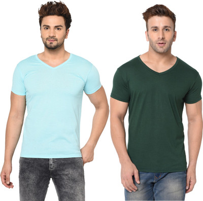 Adorbs Trend Solid Men V Neck White T-Shirt