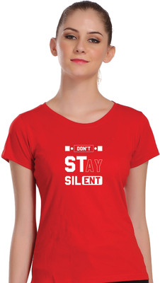 APEX Printed Women Round Neck Red T-Shirt