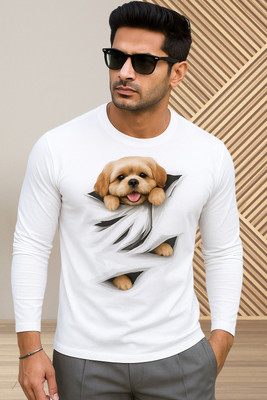 ROUCHA Graphic Print Men Round Neck White T-Shirt