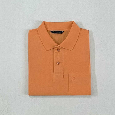 Coldplay Solid Men Polo Neck Orange T-Shirt