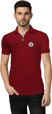 Lawful Casual Graphic Print Men Polo Neck Maroon T-Shirt