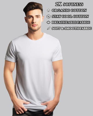 UrGear Solid Men Round Neck White T-Shirt