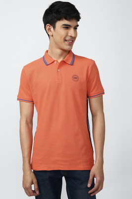 PETER ENGLAND Colorblock Men Polo Neck Orange T-Shirt
