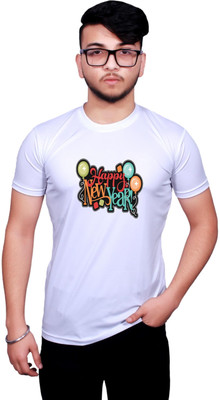 KRYONIX Printed, Typography Men Round Neck White T-Shirt