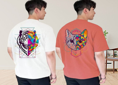 xpecto style Typography, Printed Men Round Neck White, Pink T-Shirt