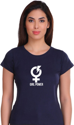 APE Printed Women Round Neck Dark Blue T-Shirt