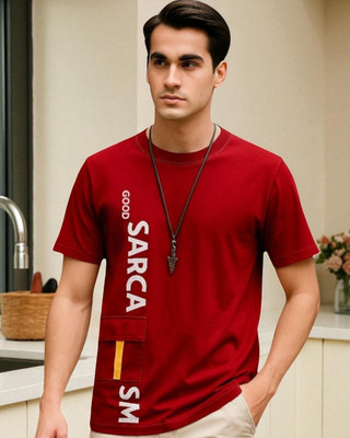 Teezler Printed Men Round Neck Red T-Shirt