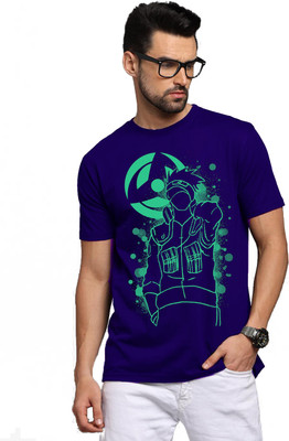 BROTEES Printed Men Round Neck Blue T-Shirt