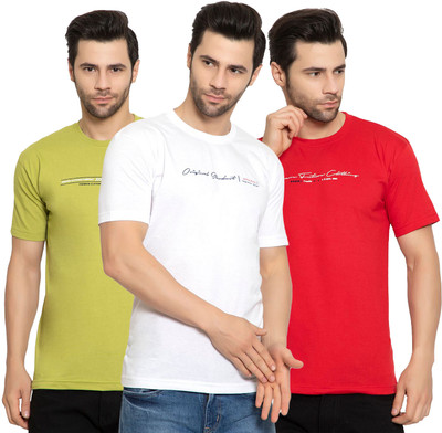 Zeffit Printed Men Round Neck Red, Light Green, White T-Shirt