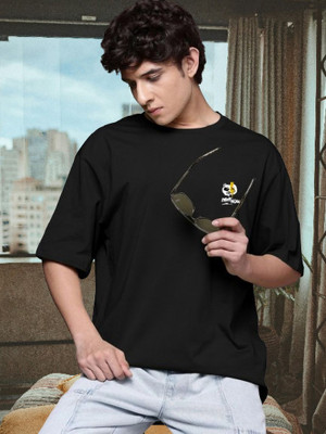 Dark Drive Printed Men Round Neck Black T-Shirt