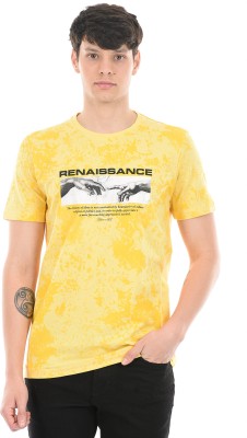 MONTE CARLO Printed, Typography Men Round Neck Yellow T-Shirt