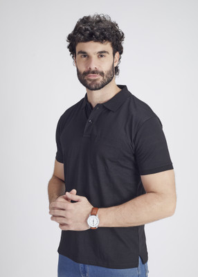 PRORIDERS Striped Men Polo Neck Black T-Shirt