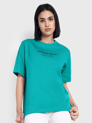 ECOTONIQUE Graphic Print Women Crew Neck Green T-Shirt