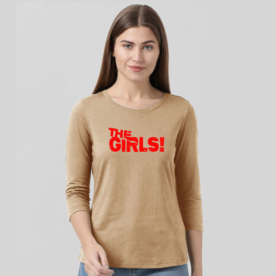 Nilan Tees Wear Printed Women Round Neck Beige T-Shirt