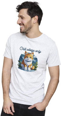 NOIIDAPRINT Printed Men Round Neck White T-Shirt