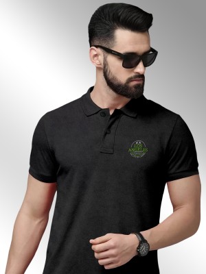 FTX Solid Men Polo Neck Black T-Shirt