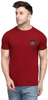 BEYOU FASHION Printed Men Round Neck Maroon T-Shirt