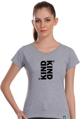 Simalic Typography Women Round Neck Grey T-Shirt