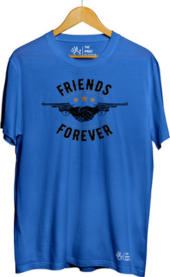 THE PRINT PLATTER Printed Men Round Neck Blue T-Shirt