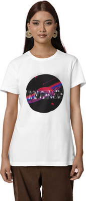 Special Trend Hub Graphic Print Women Round Neck White T-Shirt