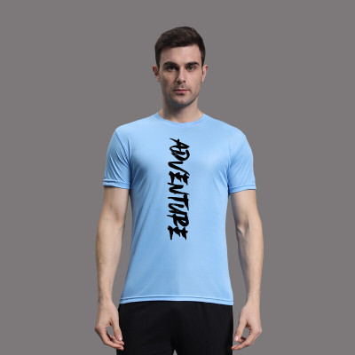 InkTees Typography Men Round Neck Light Blue T-Shirt