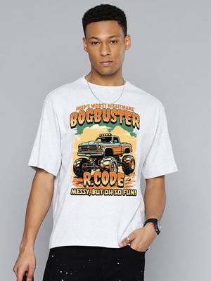 R.Code by The Roadster Life Co. Graphic Print Men Round Neck White T-Shirt