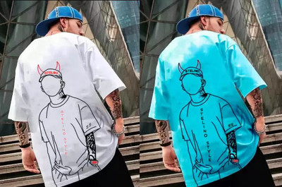 Majexic Printed Men Round Neck Multicolor T-Shirt