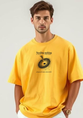 UrGear Graphic Print Men Round Neck Yellow T-Shirt