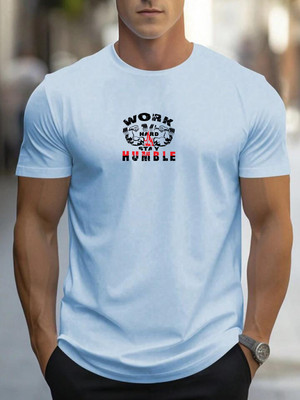 Vmens99 Printed Men Round Neck Light Blue T-Shirt