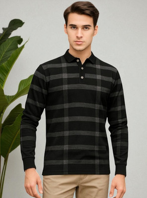 TrendShaper Printed Men Polo Neck Black T-Shirt