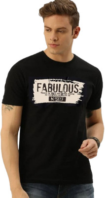 Majexic Printed Men Round Neck Black T-Shirt