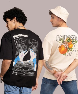 SILVANUS Printed, Typography Men Round Neck Multicolor T-Shirt