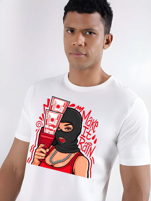 Kaido Printed Men Round Neck White T-Shirt