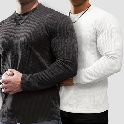 ZeenatFashion Self Design Men Round Neck Black, White T-Shirt