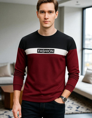 Autna Printed Men Round Neck Maroon T-Shirt