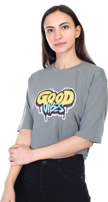 ROYAL LIYO Printed Women Round Neck Green T-Shirt
