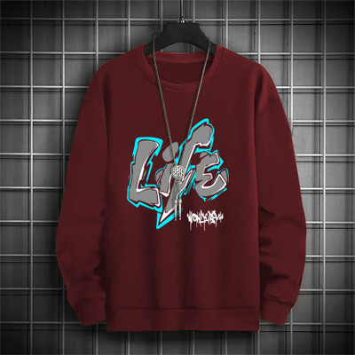 YDV CREATION Typography Men Round Neck Red T-Shirt