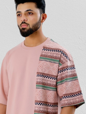 Reva creation Printed Men Round Neck Pink T-Shirt