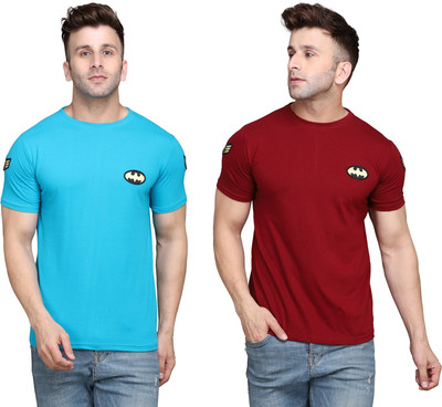 BEYOU FASHION Solid Men Round Neck Light Blue, Maroon T-Shirt
