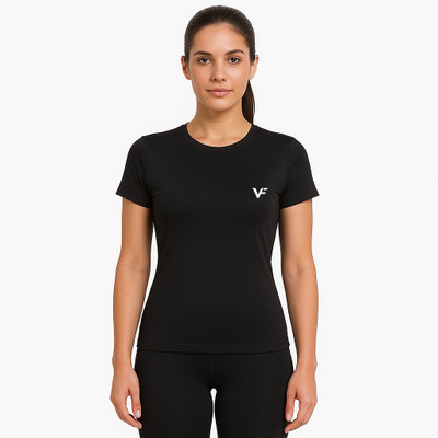 VEDANGA FASHION Solid Women Round Neck Black T-Shirt