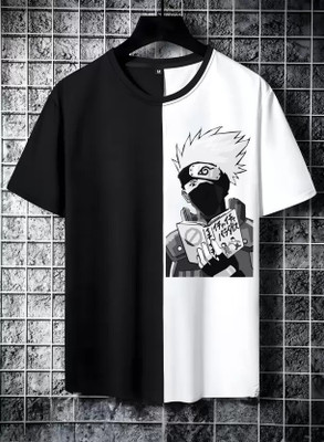 FASHNET FASHION Printed Men Round Neck Black, White T-Shirt