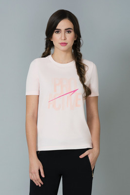 VAN HEUSEN Typography Women Round Neck White T-Shirt